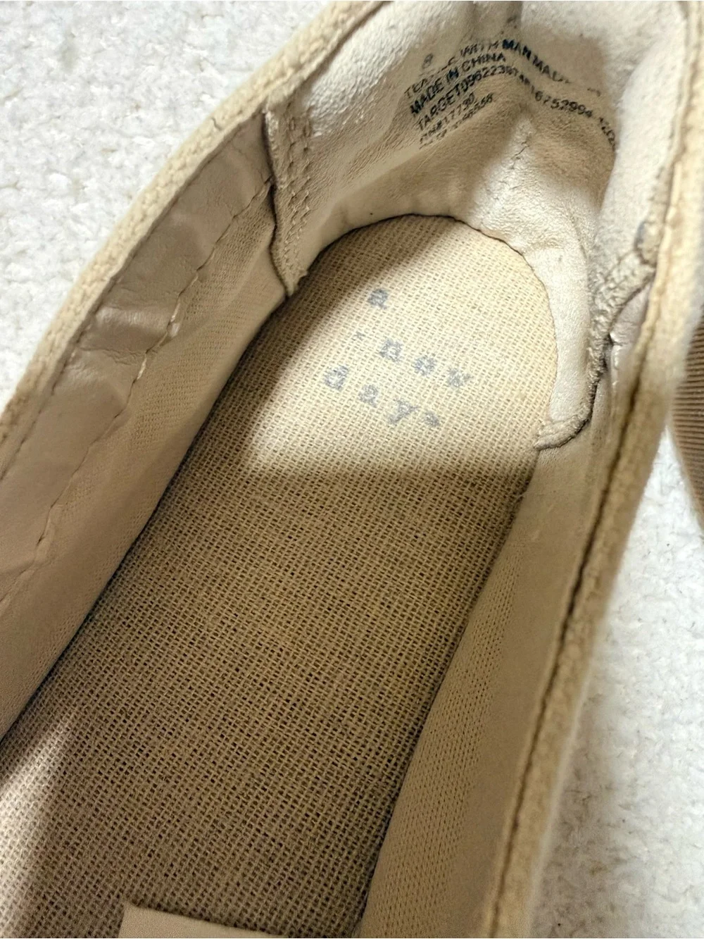 a new day Beige Canvas Espadrilles with Black Cap Toe